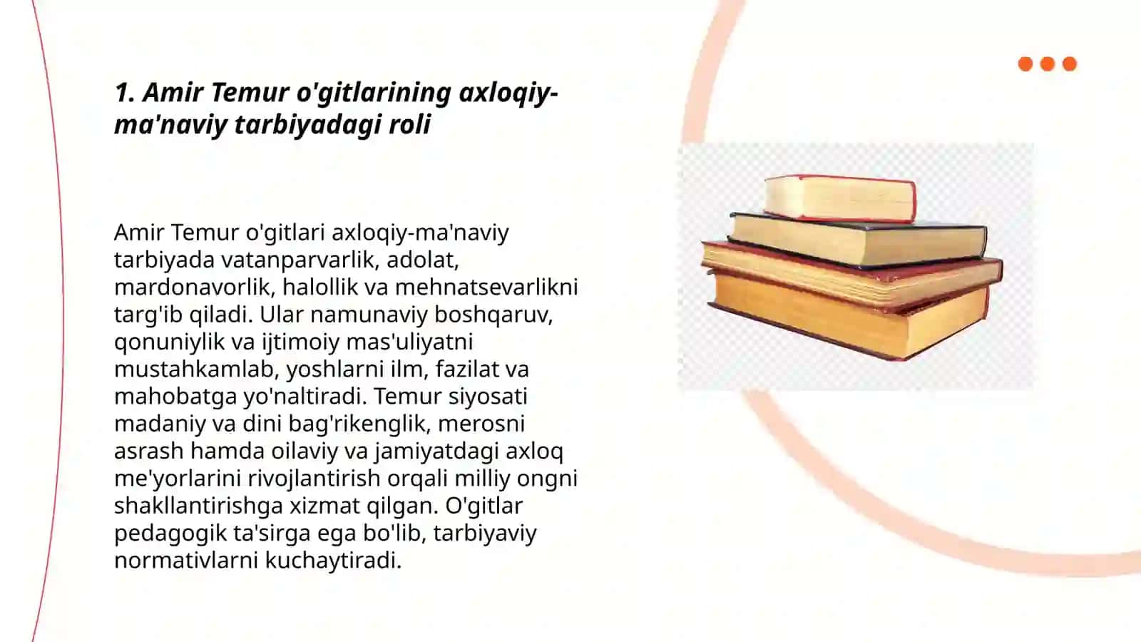 Amir Temur o'gitlarining tarbiyaviy ahamiyati. Alisher Navoiyning pedagogik qarashlari 3