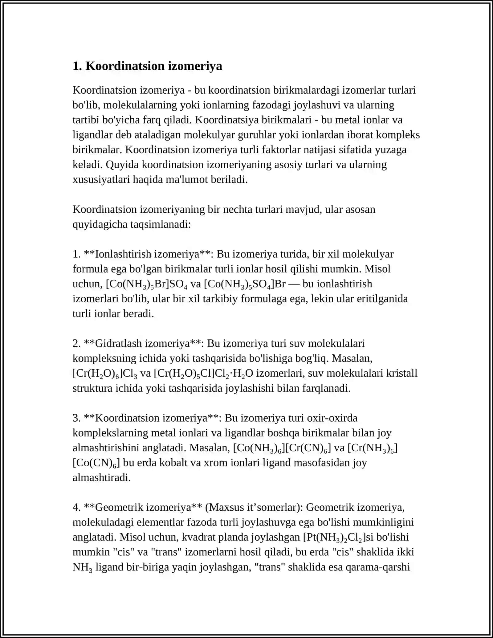 KOMPLEKS BIRIKMALARNING IZOMERIYASI 3