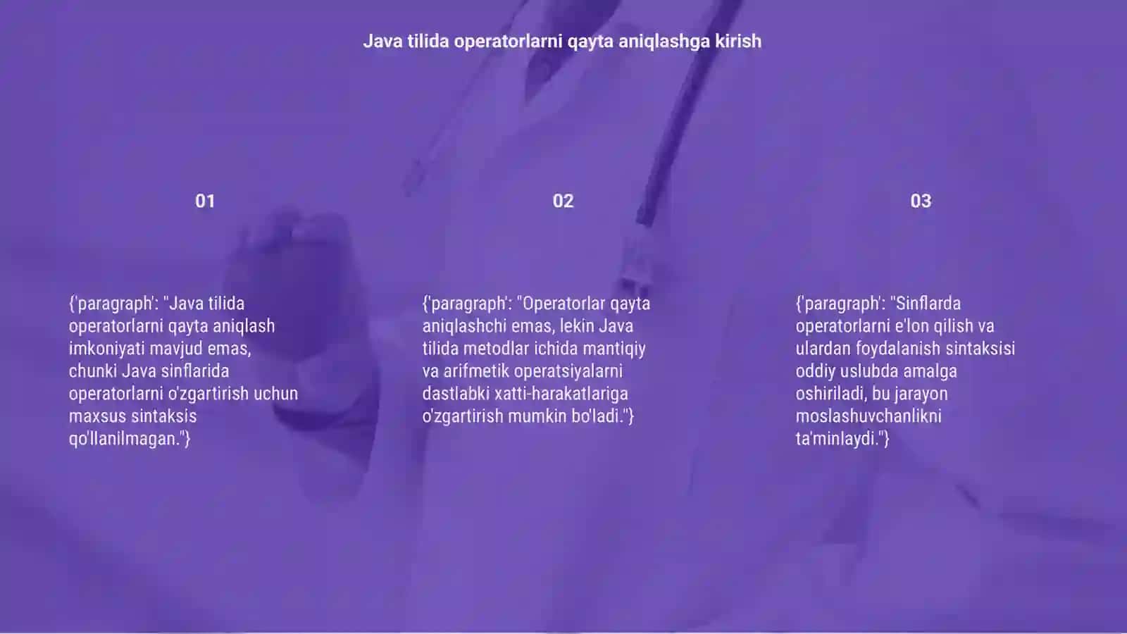 Java tilida operatorlarni qayta aniqlash 3