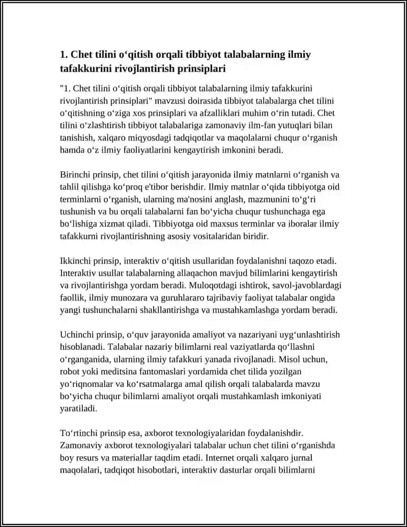 "CHET TILINI O‘QITISH ORQALI TIBBIYOT TALABALARINING ILMIY TAFAKKURINI RIVOJLANTIRISH" 3