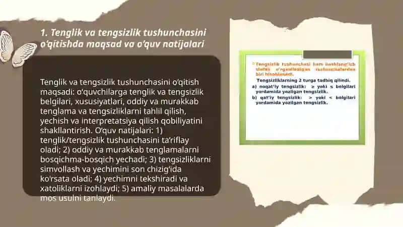 Tenglik va Tengsizlik. Sodda va Murakkab Tengliklarni O‘rgatish Metodikasi 3