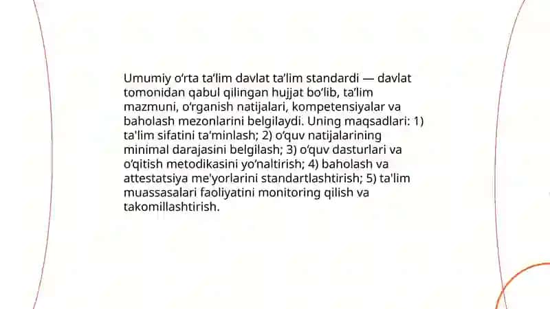 Umumiy o‘rta ta’lim davlat ta’lim standarti: tushunchasi va maqsadi 3