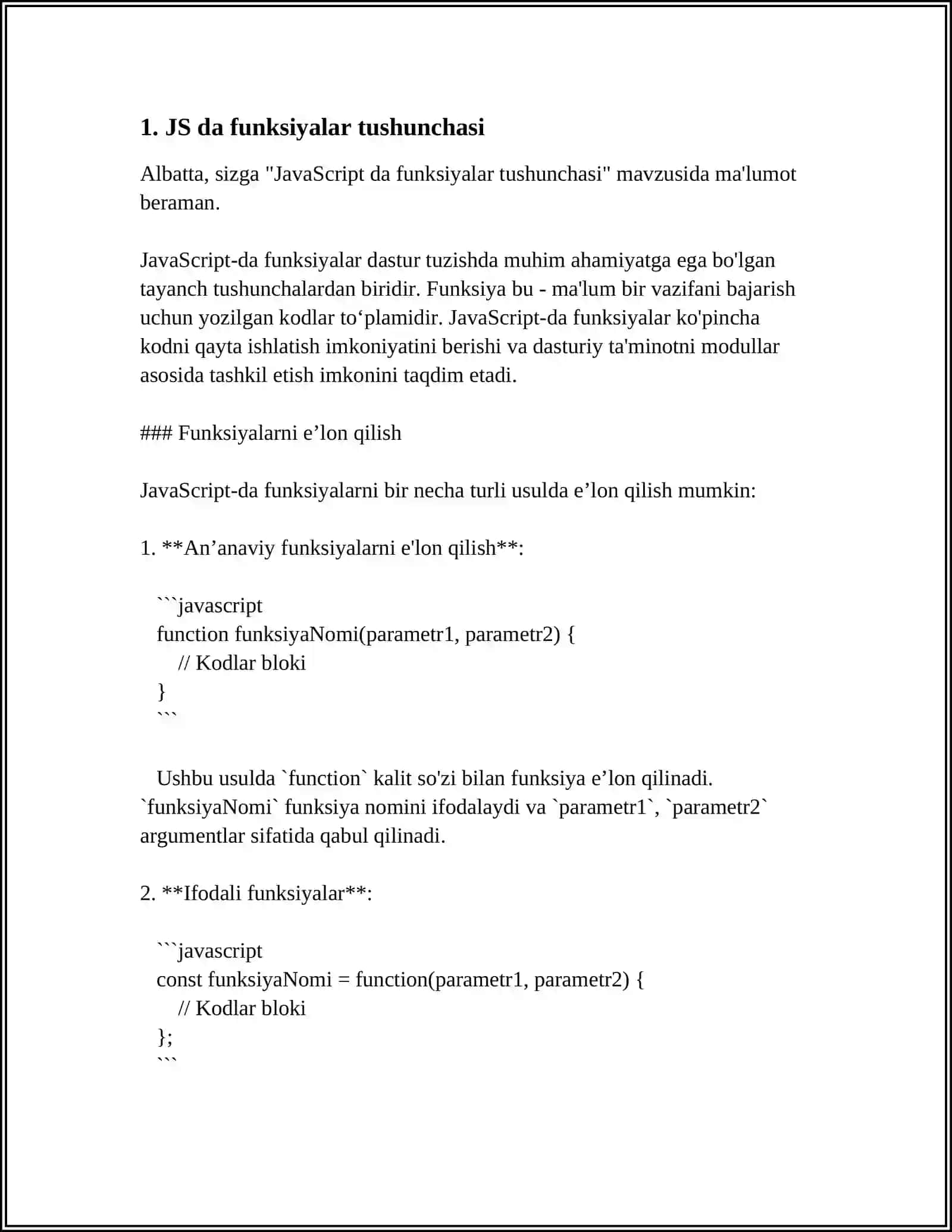 JavaScript da funksiyalar tushunchasi 3