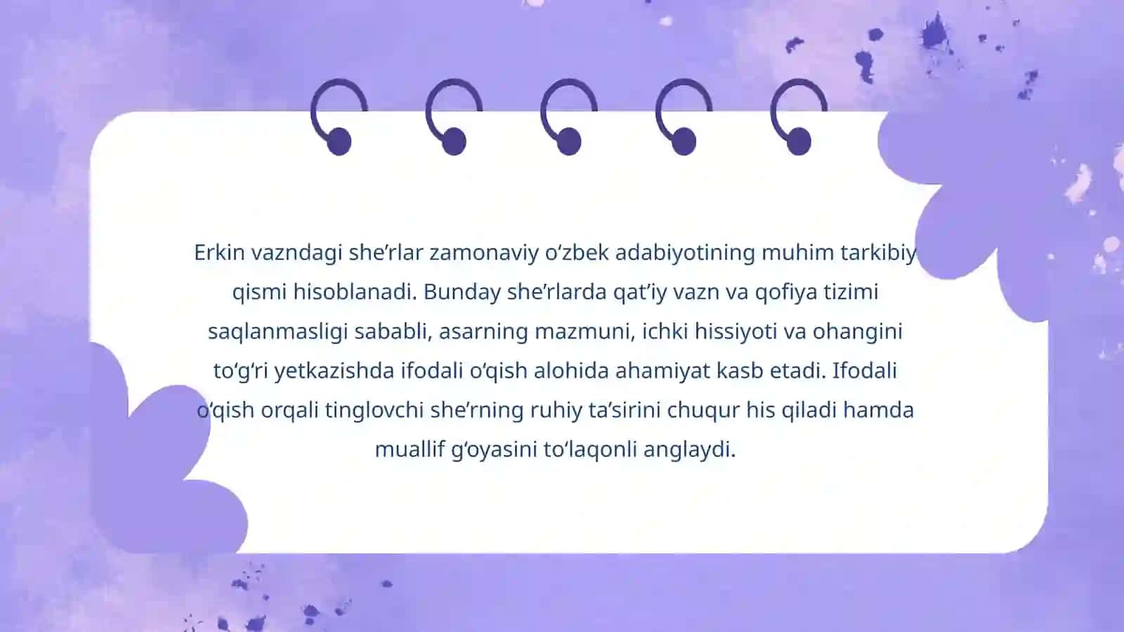 ERKIN VAZNDAGI SHE’RLARNI IFODALI O‘QISH 3