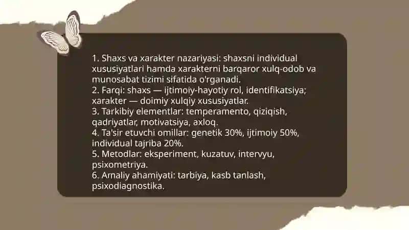 Shaxs va Xarakter 3