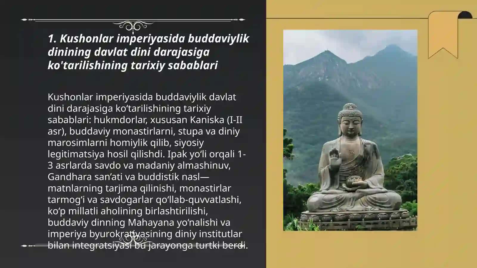 Kushonlar imperiyasida buddaviylik dinining davlat dini darajasiga ko'tarilishi 3