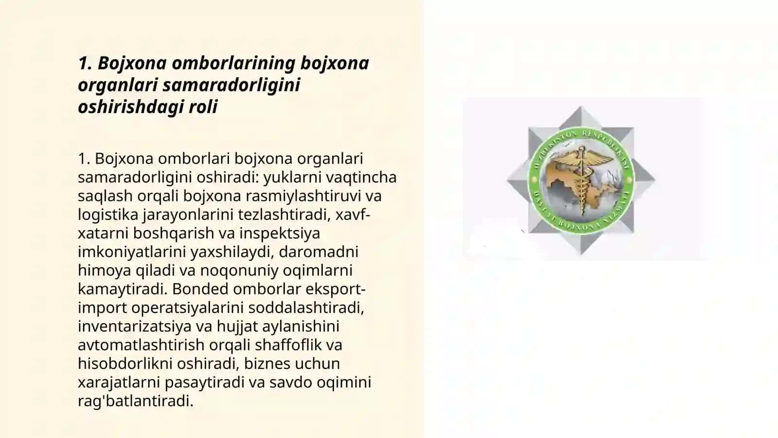 Xurramova Matlubaning bojxona ishi fanidan taqdimoti 3