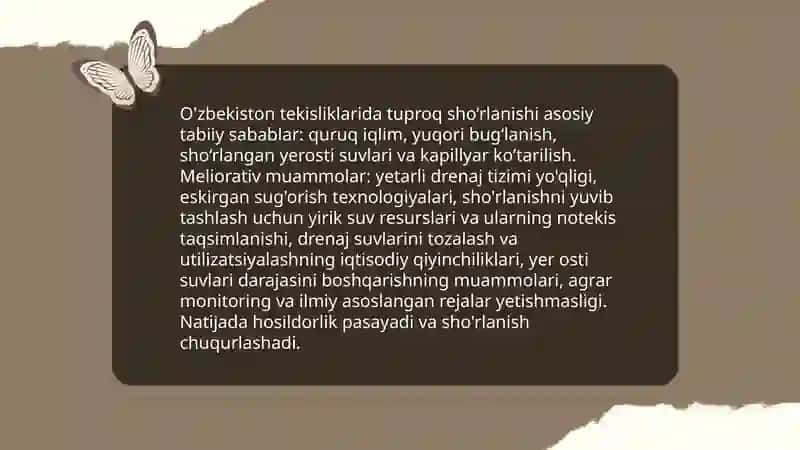 O'zbekiston Respublikasining tekislik qismining tabiiy meliorativ muammolari va ular yechimining ilmiy asoslari 3