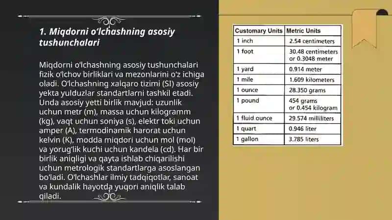 Miqdorni o‘lchash,o‘lchov birliklarining turlari orasidagi boğliqliklar va ular ustida (ismli sonlar ustida )amallar bajarishga o‘rgatish metodikasi 3