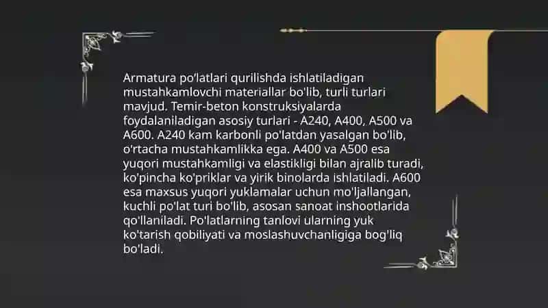 Armatura poʻlatlari 3
