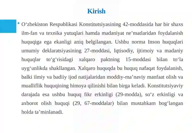 Insonning ilmiy jodirkinligi va madaniyat yutuqlaridan foydalanish huquqi tasnifi 3