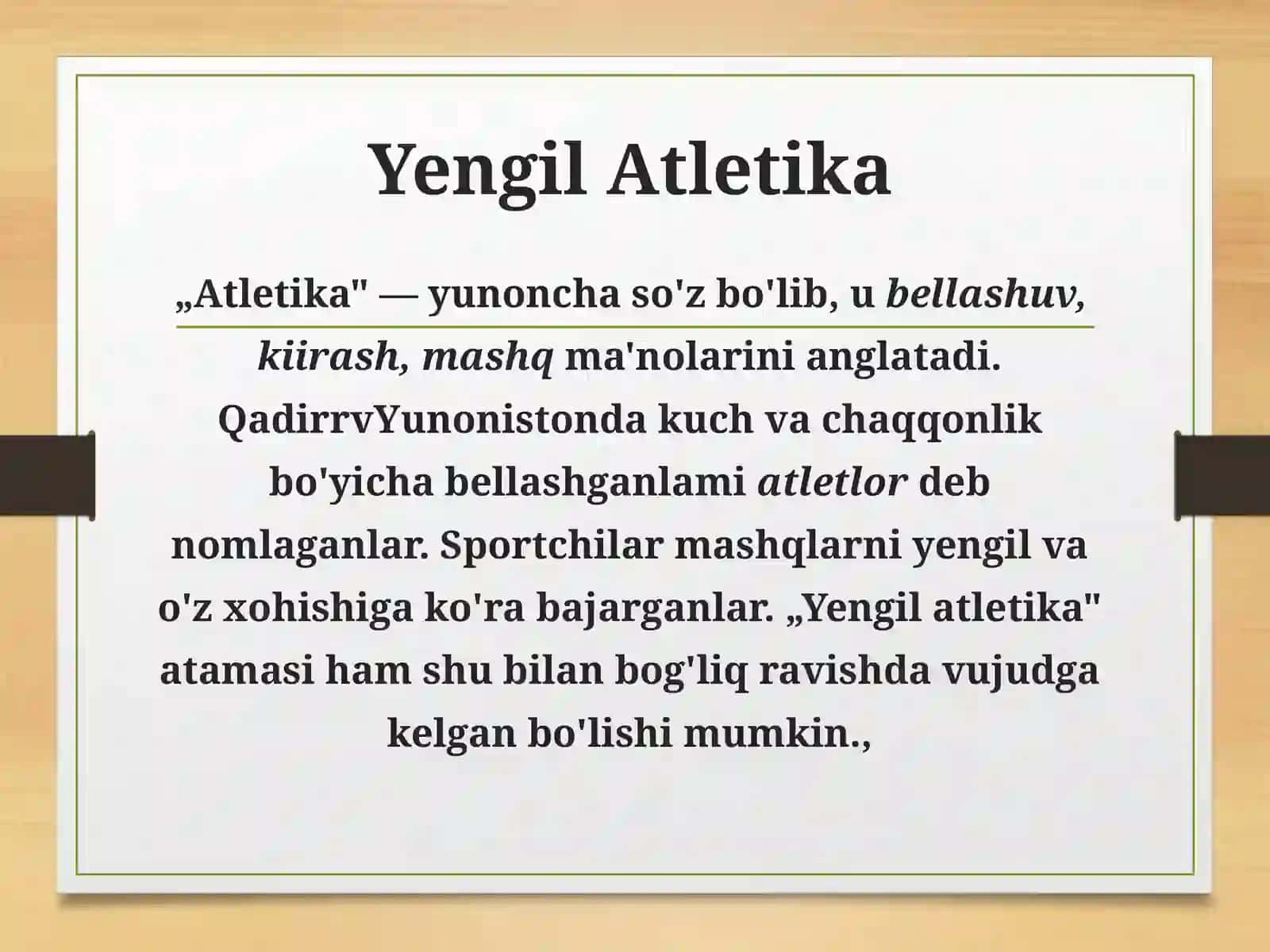 Yengilatletika bo'limlari turlari 3