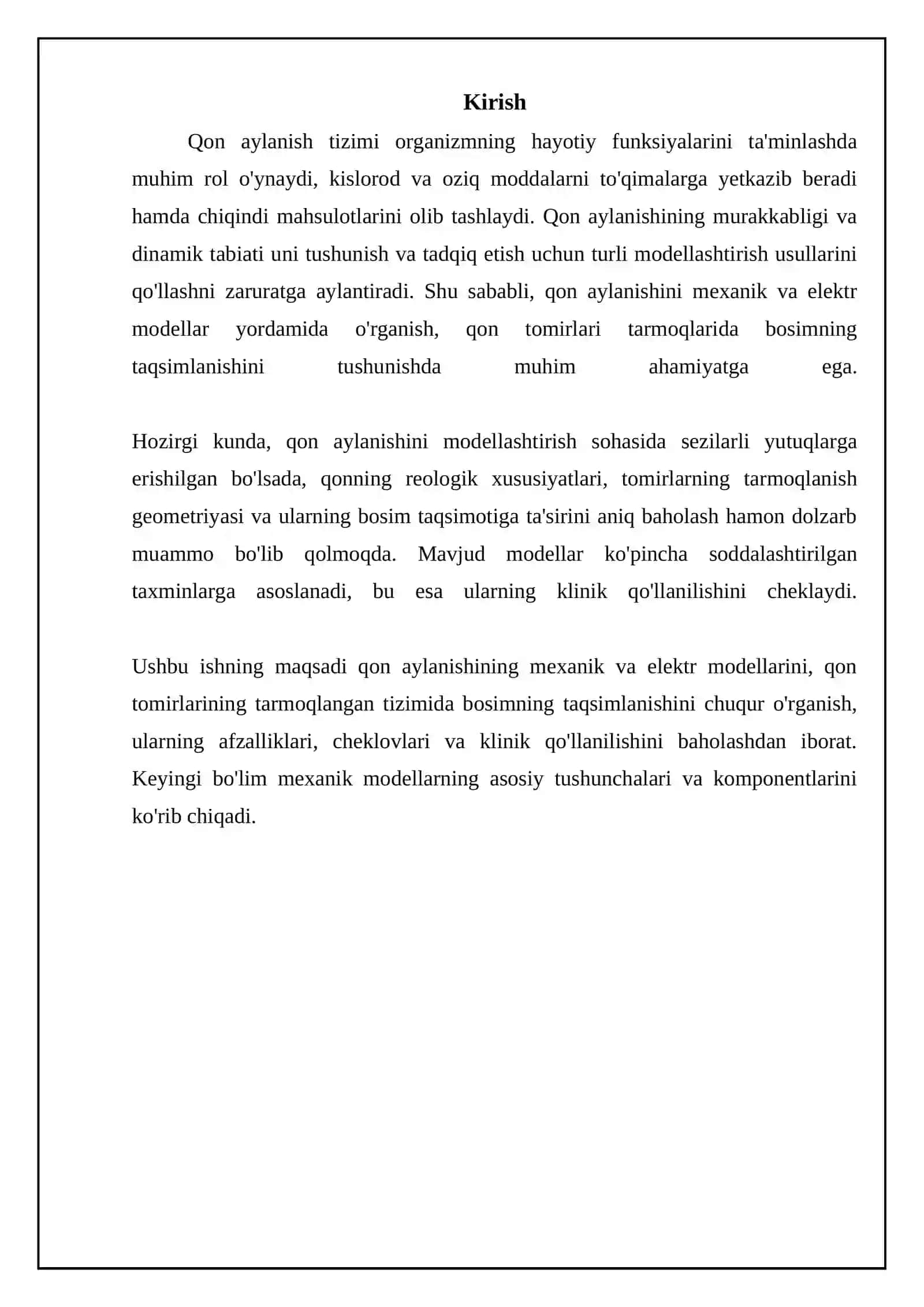 Qon aylanishining mexanik va elektr modellari 3