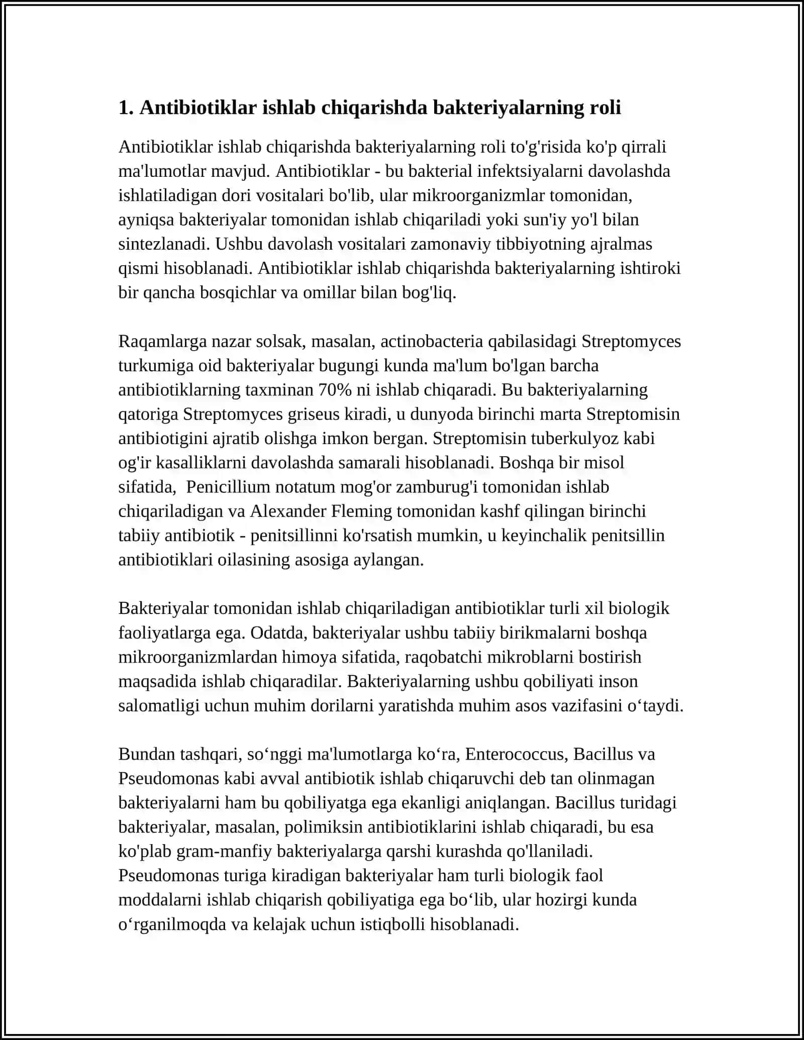 REFERAT Mavzu: BAKTERIYALARDAN BIOTEXNOLOGIYADA FOYDALANISH 3