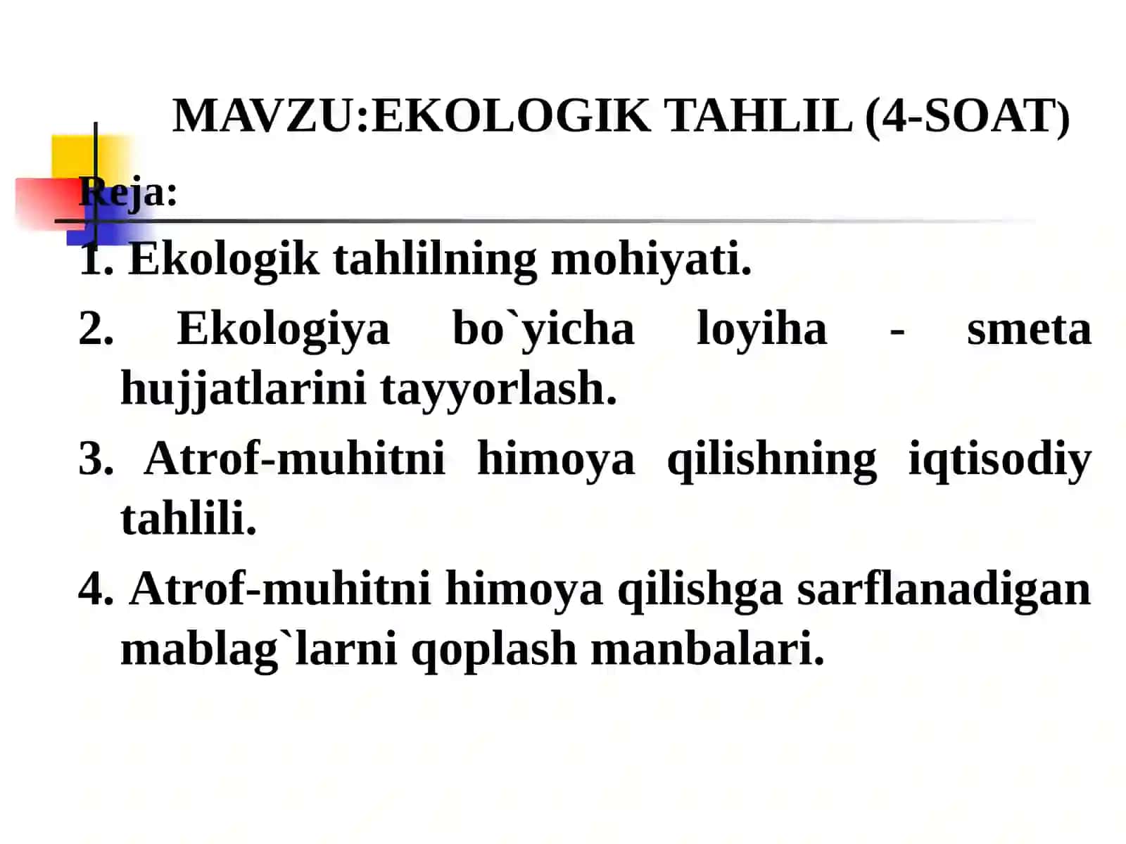 FAN: LOYIHALAR TAHLILI 3