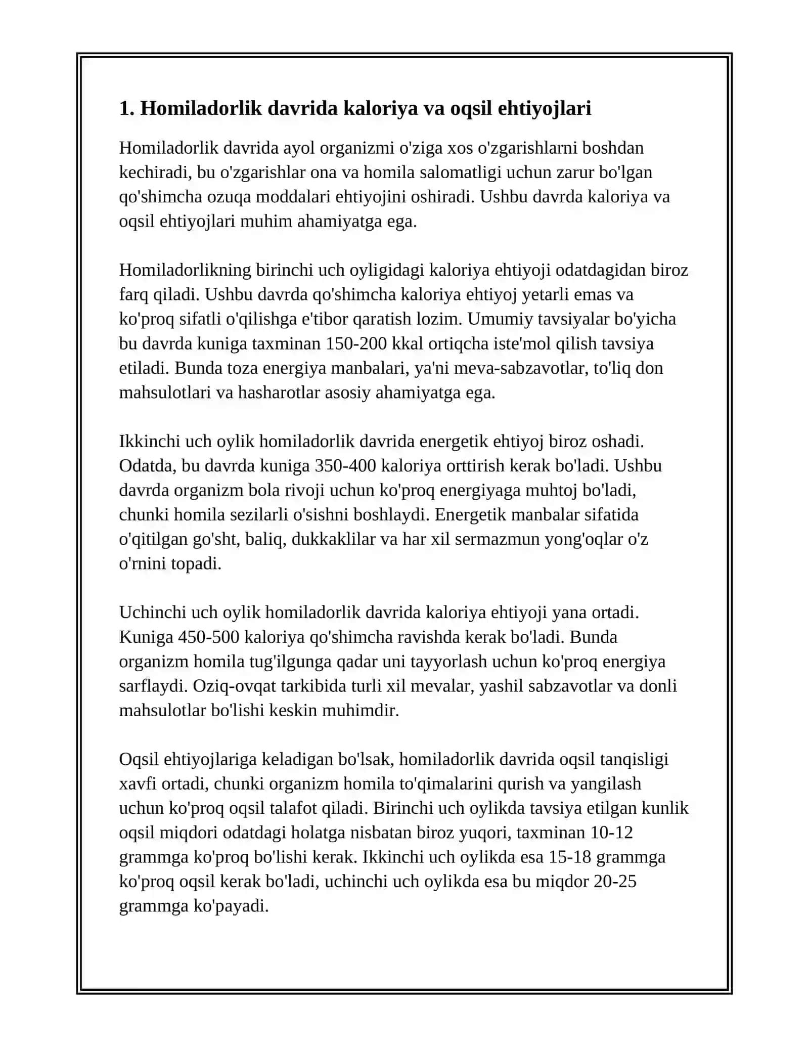 HOMILADORLAR KÓZI YORIGAN VA EMIZIKLI AYYOLARNI OQATLANISH JIHATLARI 3