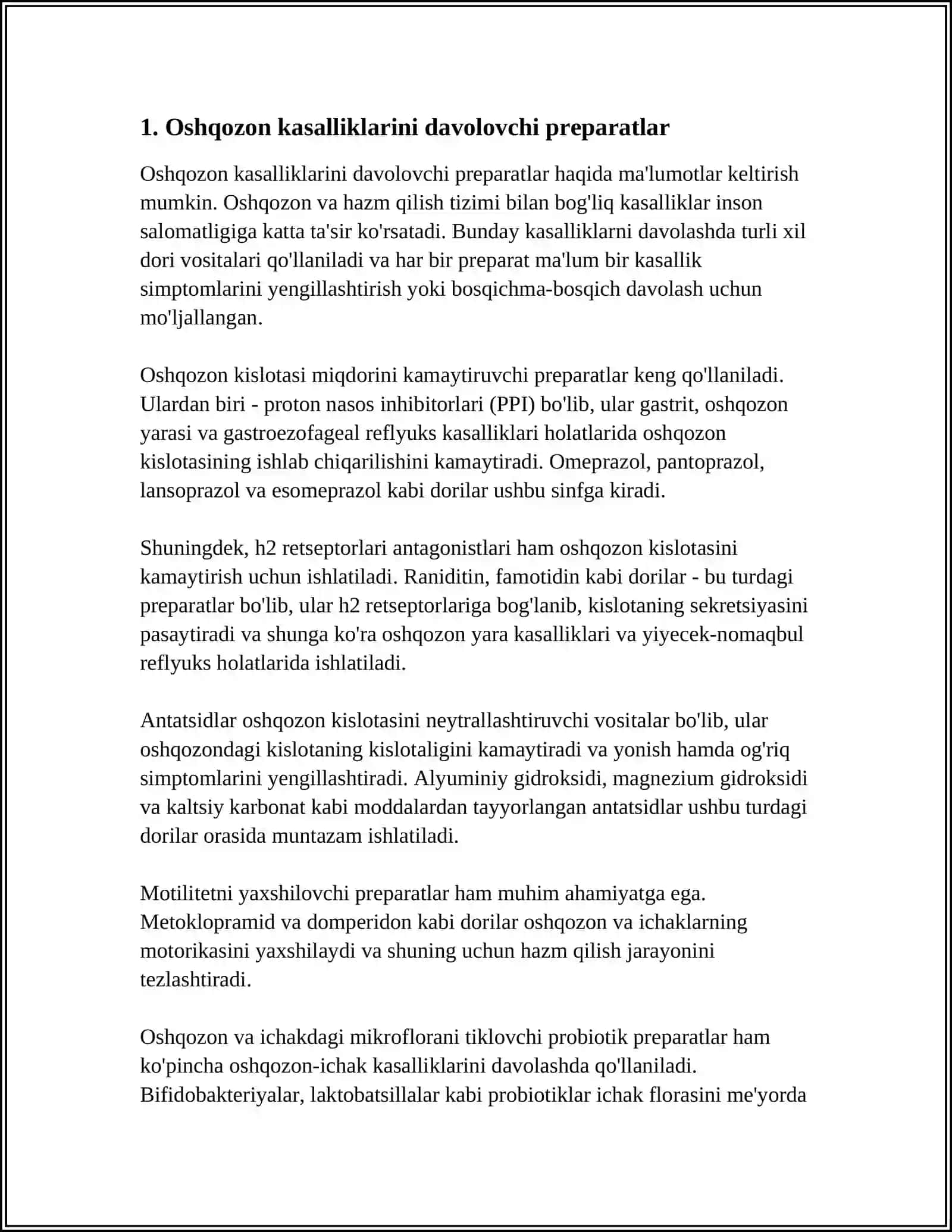 HAZM QILISH ORGANLARI,KASSALIKLARINI DAVOLOVCHI PEREPARADLAR 3