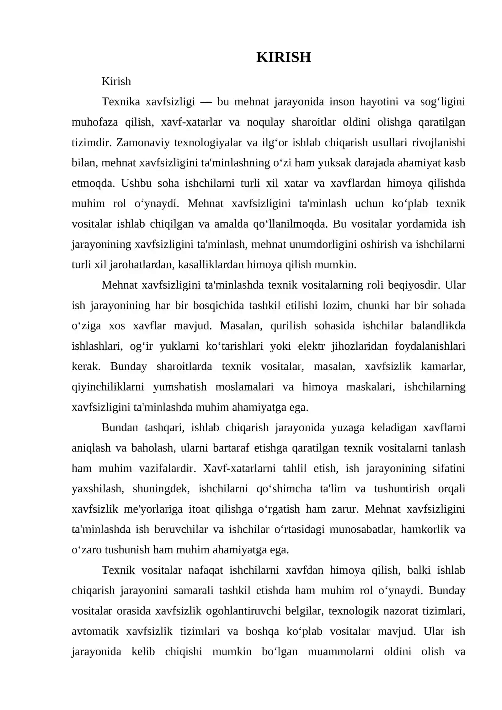 TEXNIKA XAVFSIZLIGI ASOSLARI. MEHNAT XAVFSIZLIGINI TAMINLASHNING TEXNIK VOSITALARI 3