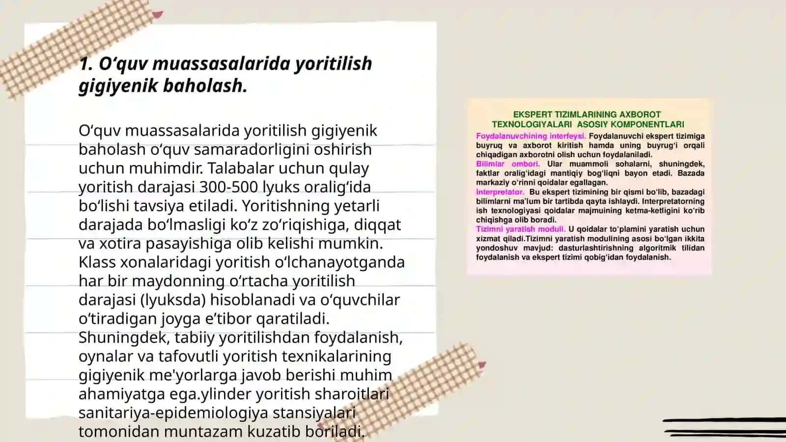 Oʻquv muassalarining yoritilishi isitilishi va shamollatirishi gigiyenik baholash 3