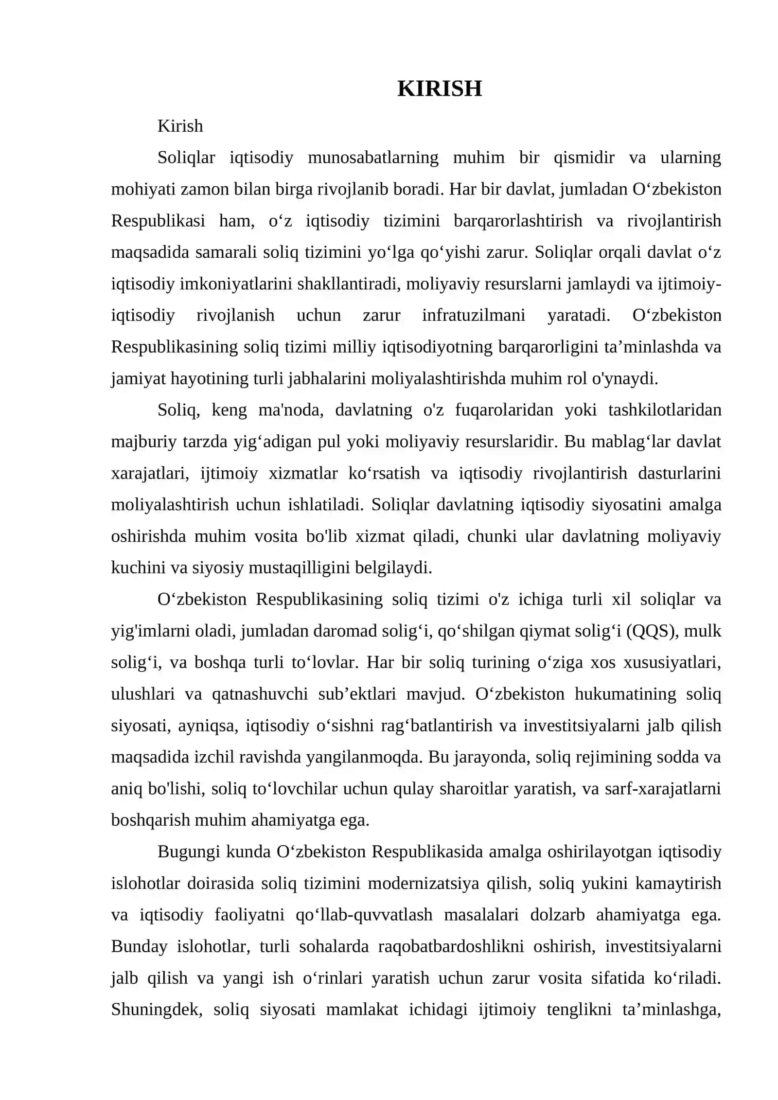 SOLIQLARNING IQTISODIY MOHIYATI VA XUSUSIYATLARI. О‘ZBEKISTON RESPUBLIKASI SOLIQ TIZIMI 3