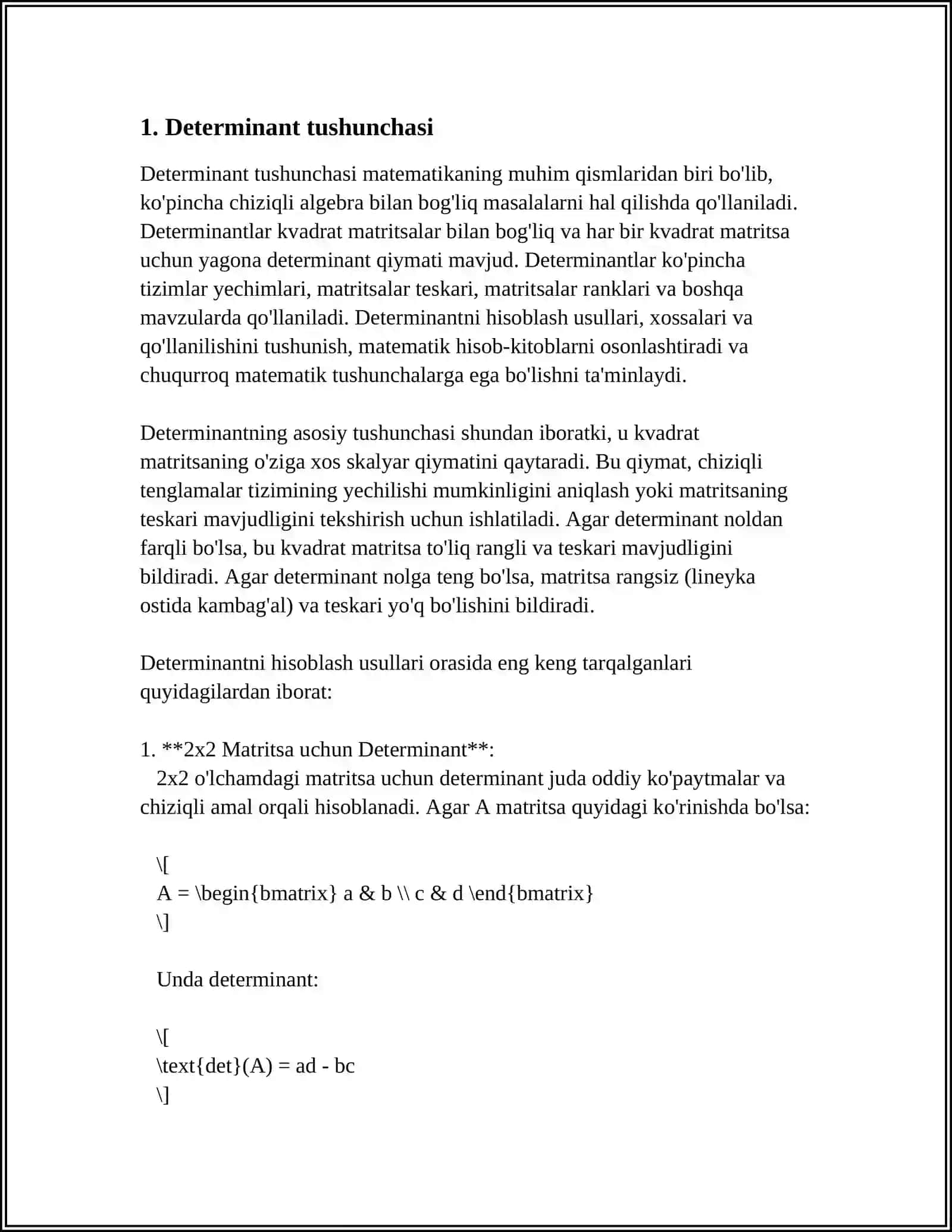 Determinantlar tushunchasi 3