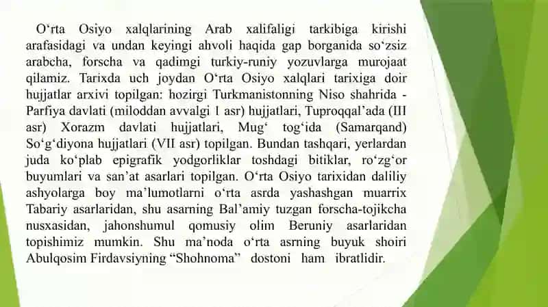 ILK OʻRTA ASRLARDA OʻRTA OSIYODA  TARIXIY BILIMLARNING RIVOJLANISHI 3