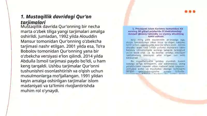 Mustaqillik yillarida Qur’onning ózbek tiliga qilinishi va tafsirlari 3