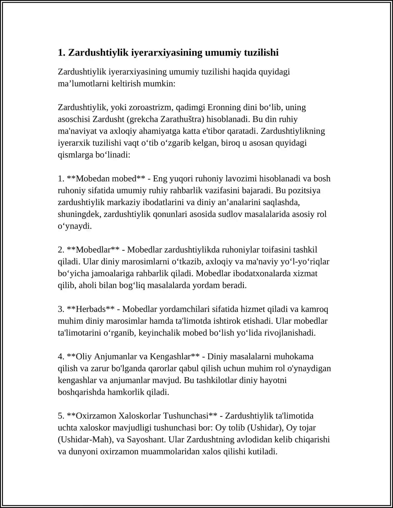 ZARDUSHTIYLIKNING DINIY IYERARXIYASI 3