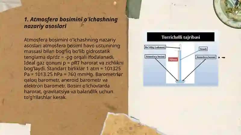 Atmosfera bosimini o'lchashning nazariy asoslari 3