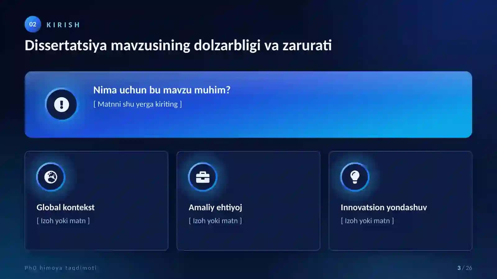 phd taqdimot shabloni premium moviy uslubda 3