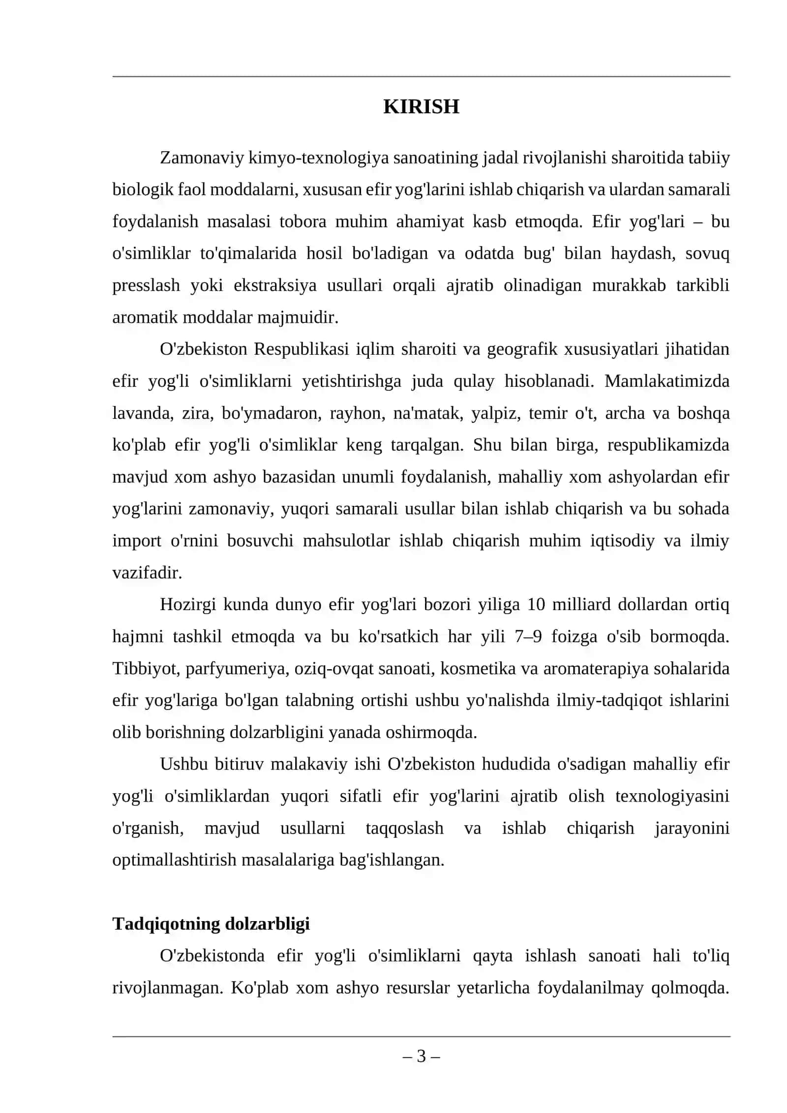 Mahalliy xom ashyolardan efir yog'lari ishlab chiqarish va optimallashtirishni o'rganish 3