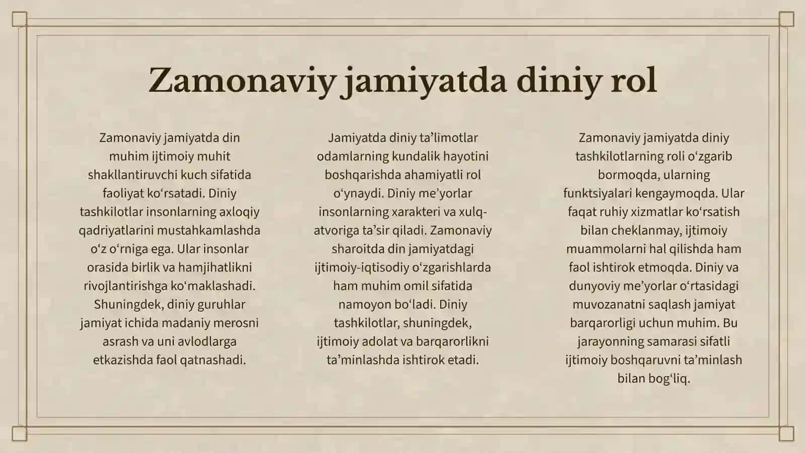 Zamonaviy jamiyatda diniy rol 3