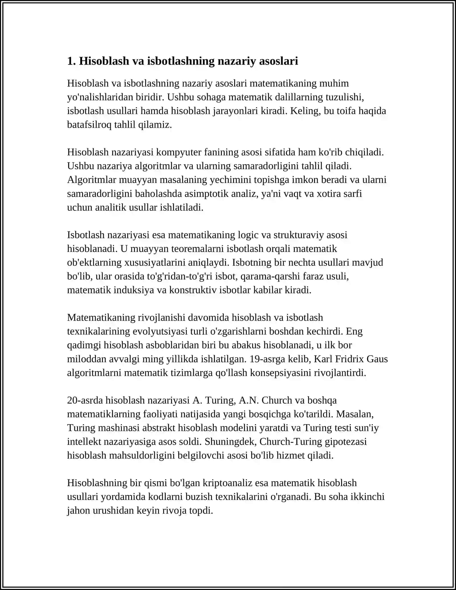 HISOBLASHGA VA ISBOTLASHGA DOIR MASALALAR YECHISH MAVZUSI YUZASIDAN REFERAT 3