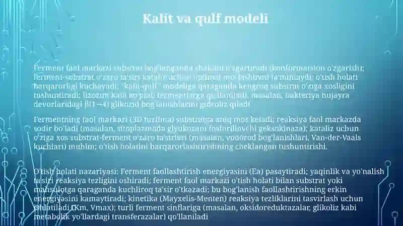Kataliz nazaryalari fermentativ kataliz 3
