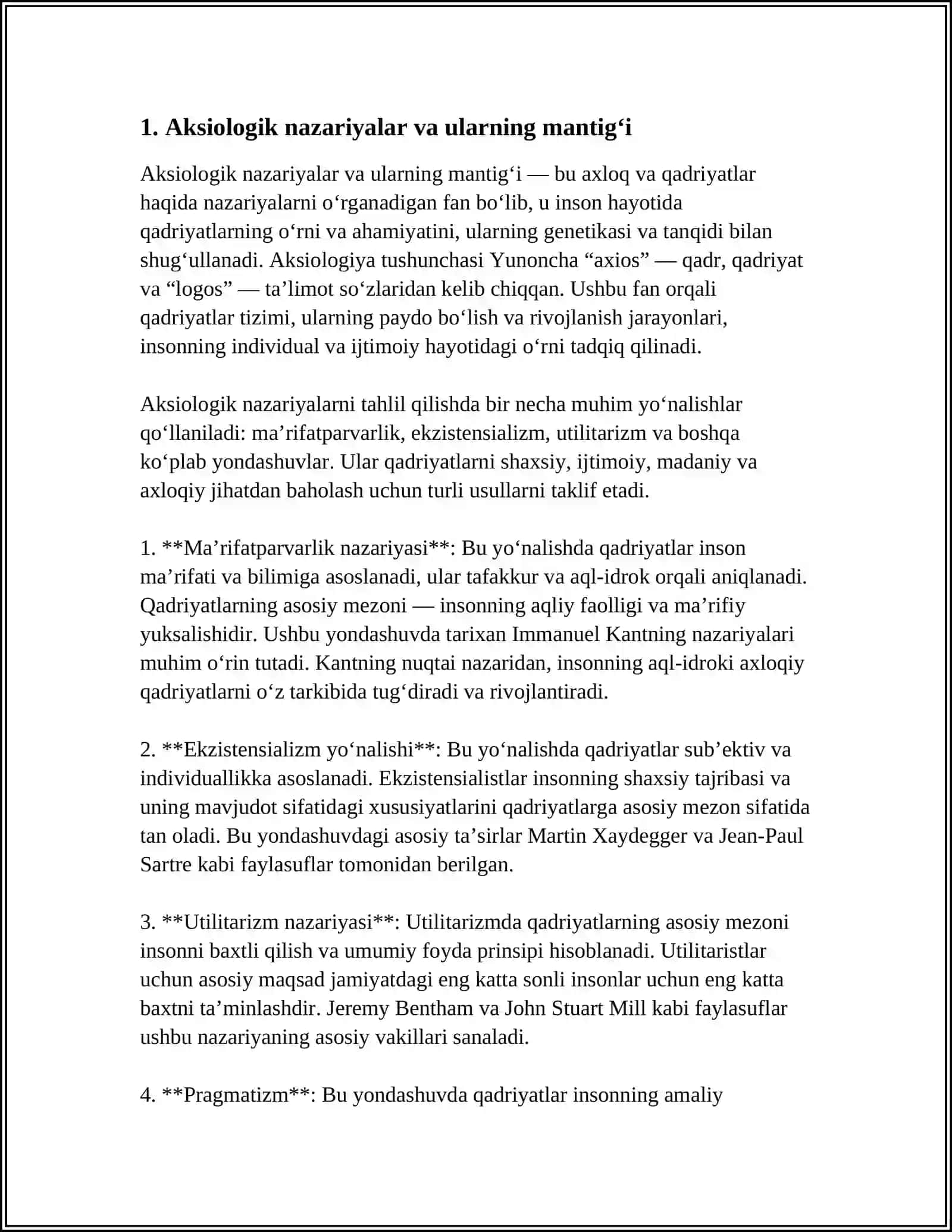 MUSTAQIL ISH Mavzu: PEDAGOGIK AKSIOLOGIYANI MANTIQIY TUZILISHINI TASHKIL ETISH 3
