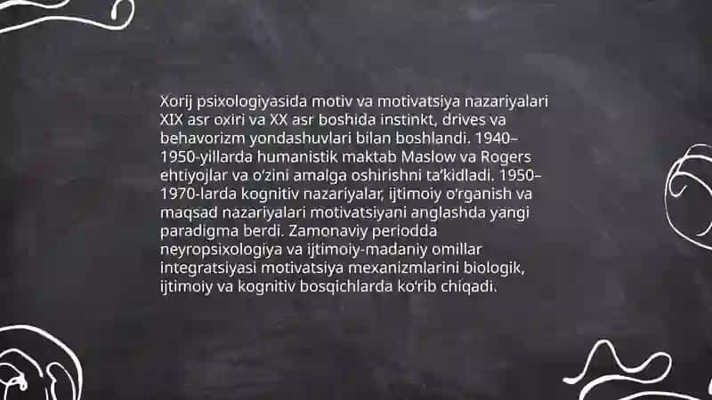 Xorij psixologiyasining mativ va mativotsiya muammolari 3