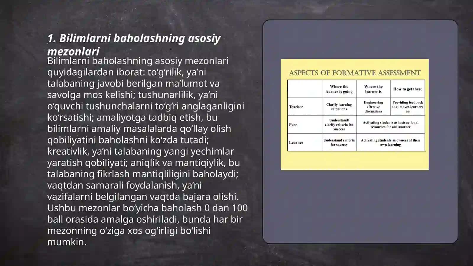 Bilim ko’nikma va malakalarni baholash mezonlari 3