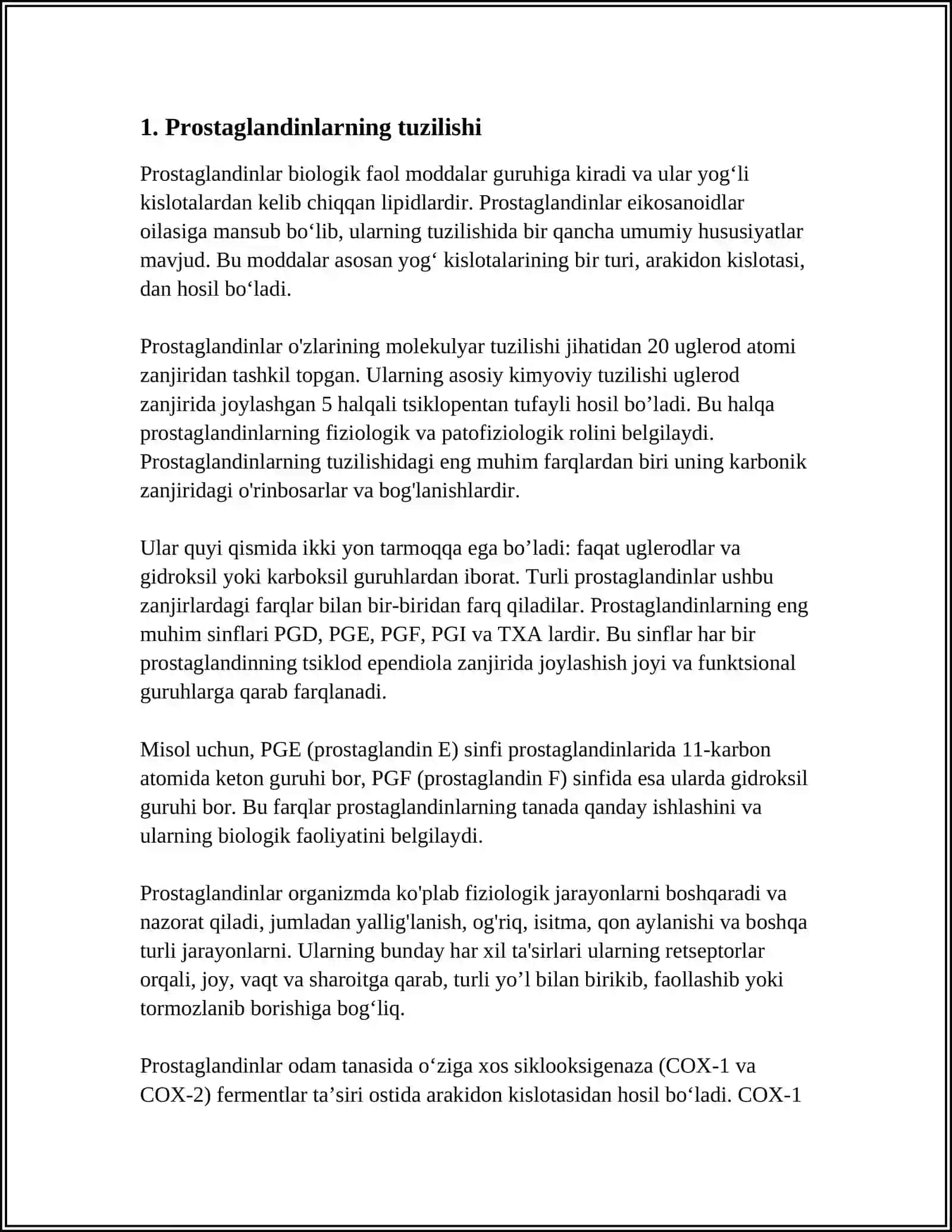 GORMONOIDLAR. PROSTAGLANDINLAR VA ULARNING BIOLOGIK AHAMIYATI 3