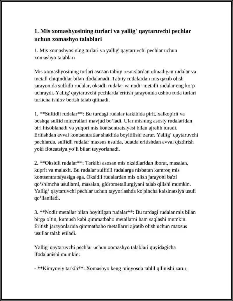 YALLIG' QAYTARUVCHI PECHLARDA ERITILADIGAN MIS XOMASHYOSI VA UNING ERITISH JARAYONI 3