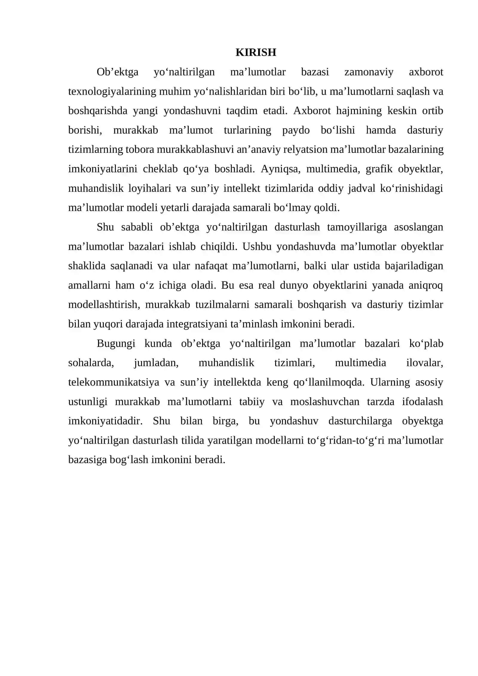 Ob'ektga yoʻnaltirilgan ma'lumotlar bazasi 3