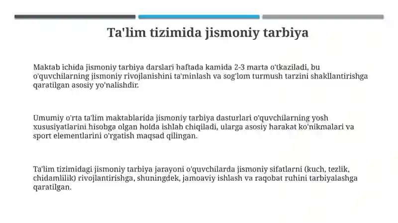 Sinfdan va maktabdan tashqari olib beriladigan jismoniy tarbiya tizimi 3