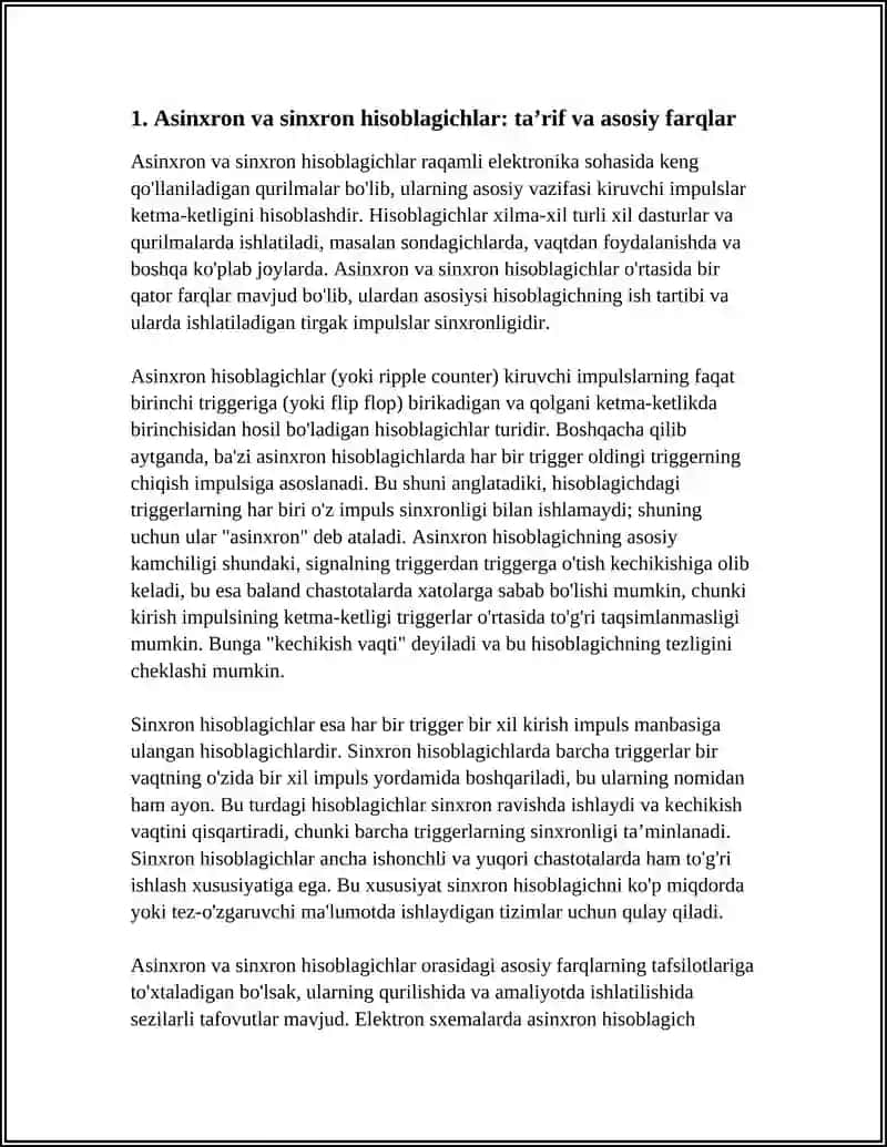 Asinxron va sinxron hisoblagichlar 3