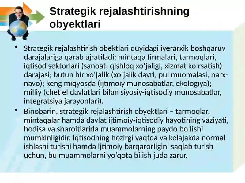 Strategik rejalashtirishning obyektlari 3