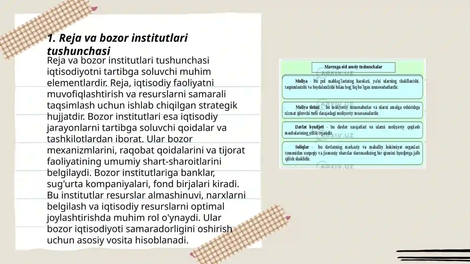 Reja va bozor institutlari qonuniyatlari 3