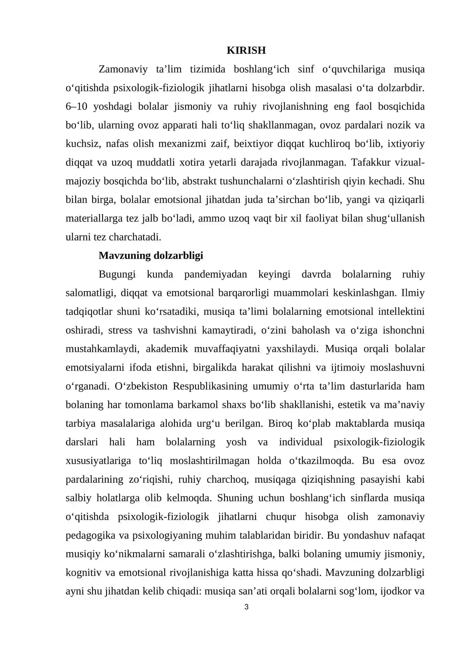 Musiqa darslarida boshlang'ich sinf o'quvchilarining psixologik-fiziologik xususiyatlari 3