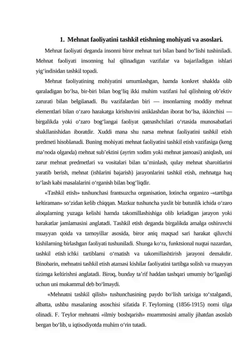 Mehnat faoliyatini tashkil etish 3