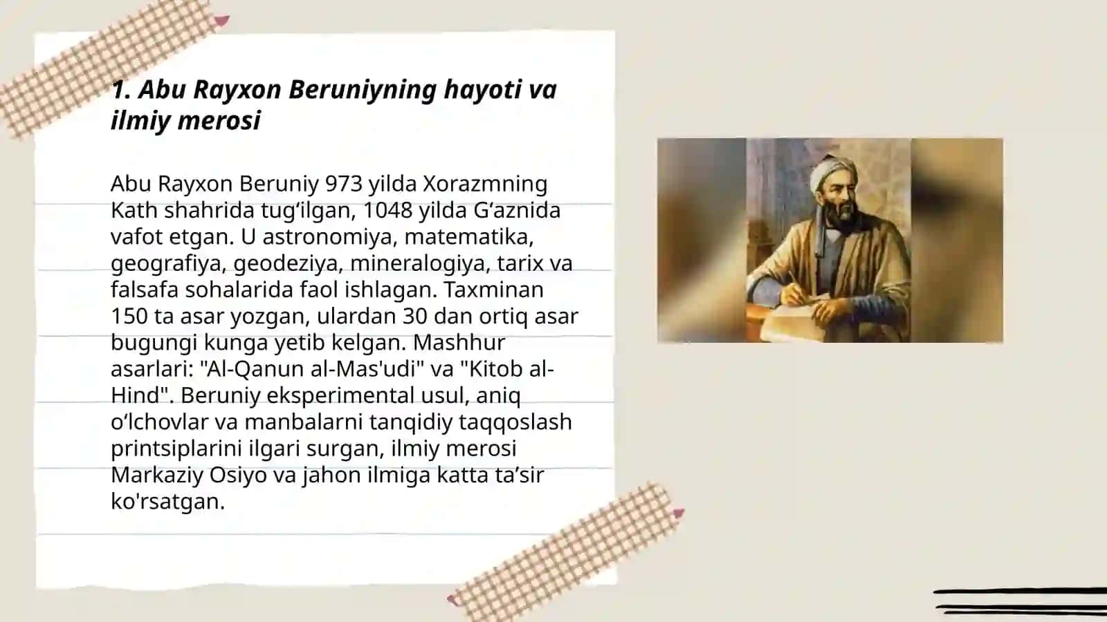 Abu Rayxon Beruniyning tabiiy-ilmiy, falsafiy qarashlari 3