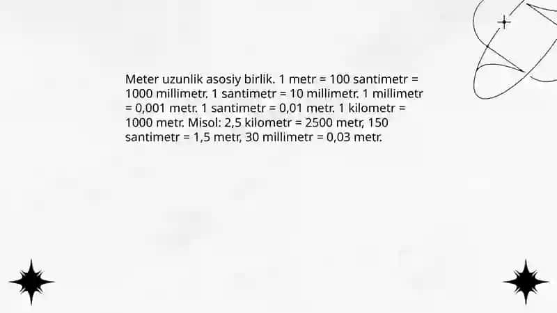 Uzunlik va yuza oʻlchov birliklari 3