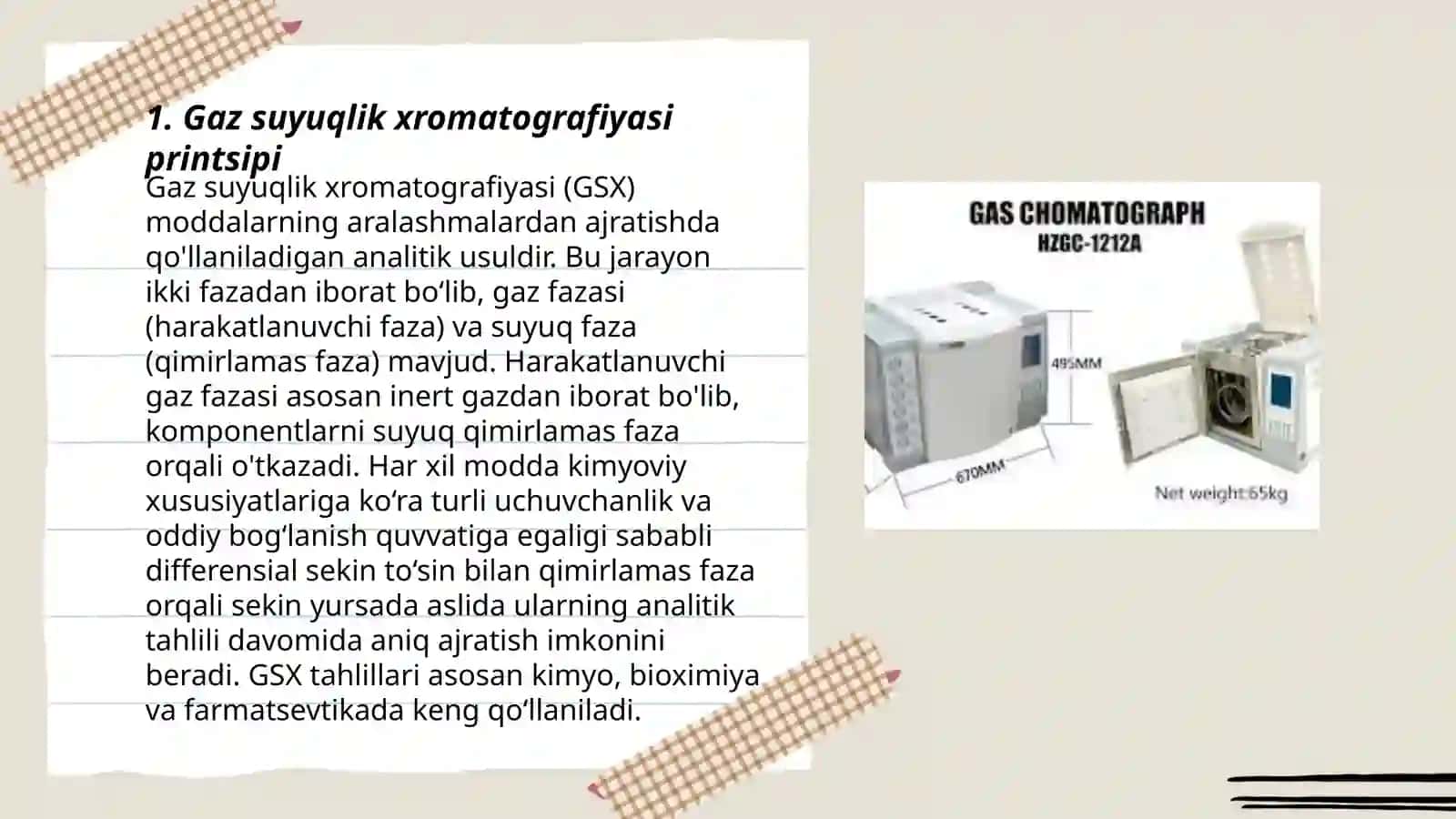 Gaz suyuqlik xromatografiyasi 3
