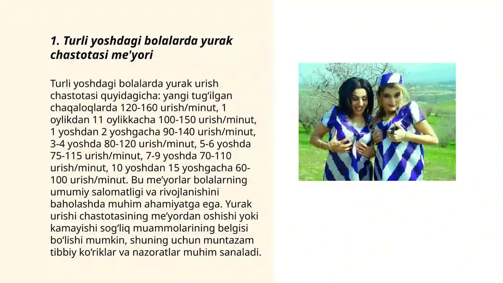 Turli yoshdagi bolalarda yurak chastotasi me'yori 3